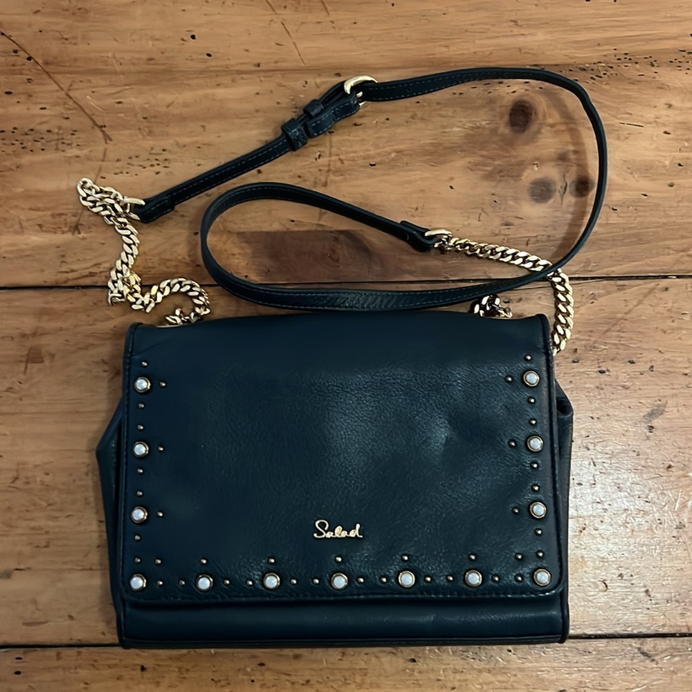 Salad Made by AW 1929 crossbody in a navy blue color